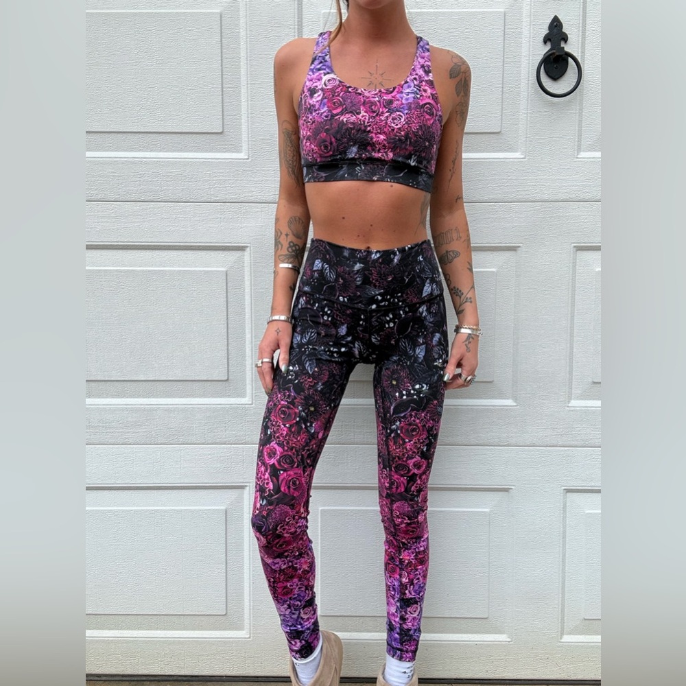 Lululemon “In Bloom Multi” Sports Bra and Legging Set Sz 2